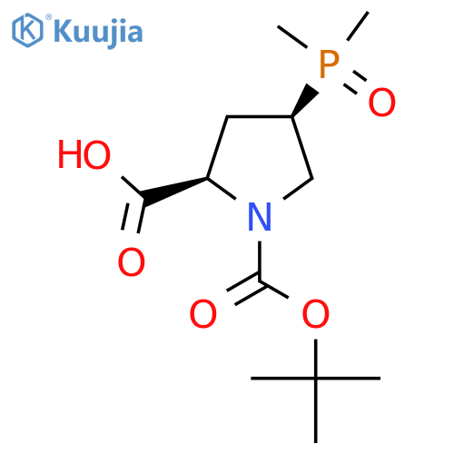 (2R,4R)-4-Dimethylphosphoryl-1-[(2-methylpropan-2-yl)oxycarbonyl]pyrrolidine-2-carboxylic acid structure