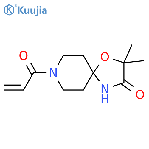 2,2-dimethyl-8-(prop-2-enoyl)-1-oxa-4,8-diazaspiro4.5decan-3-one structure