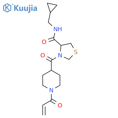 N-(Cyclopropylmethyl)-3-(1-prop-2-enoylpiperidine-4-carbonyl)-1,3-thiazolidine-4-carboxamide structure