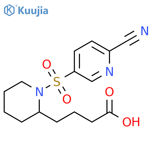 1-[(6-Cyano-3-pyridinyl)sulfonyl]-2-piperidinebutanoic acid structure