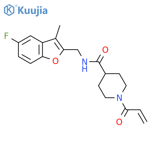 N-[(5-Fluoro-3-methyl-1-benzofuran-2-yl)methyl]-1-prop-2-enoylpiperidine-4-carboxamide structure