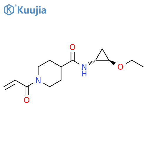 rac-N-(1R,2R)-2-ethoxycyclopropyl-1-(prop-2-enoyl)piperidine-4-carboxamide structure