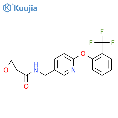 N-({6-[2-(trifluoromethyl)phenoxy]pyridin-3-yl}methyl)oxirane-2-carboxamide structure