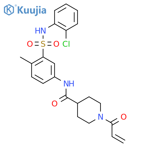 N-[3-[(2-Chlorophenyl)sulfamoyl]-4-methylphenyl]-1-prop-2-enoylpiperidine-4-carboxamide structure