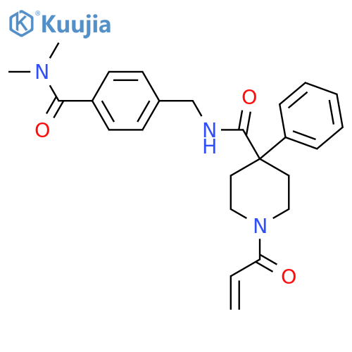 N-[[4-(Dimethylcarbamoyl)phenyl]methyl]-4-phenyl-1-prop-2-enoylpiperidine-4-carboxamide structure