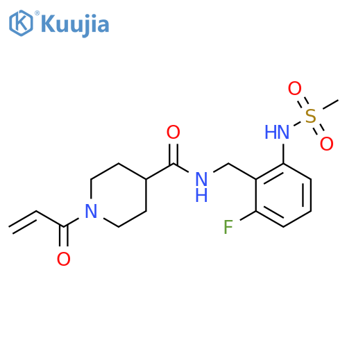 N-[(2-fluoro-6-methanesulfonamidophenyl)methyl]-1-(prop-2-enoyl)piperidine-4-carboxamide structure