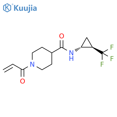 rac-1-(prop-2-enoyl)-N-(1R,2R)-2-(trifluoromethyl)cyclopropylpiperidine-4-carboxamide structure