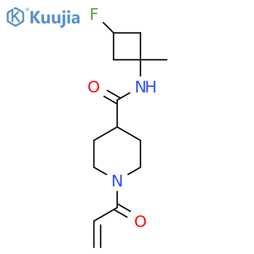 N-(3-fluoro-1-methylcyclobutyl)-1-(prop-2-enoyl)piperidine-4-carboxamide structure