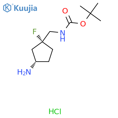 Tert-butyl N-[[(1R,3S)-3-amino-1-fluorocyclopentyl]methyl]carbamate;hydrochloride structure