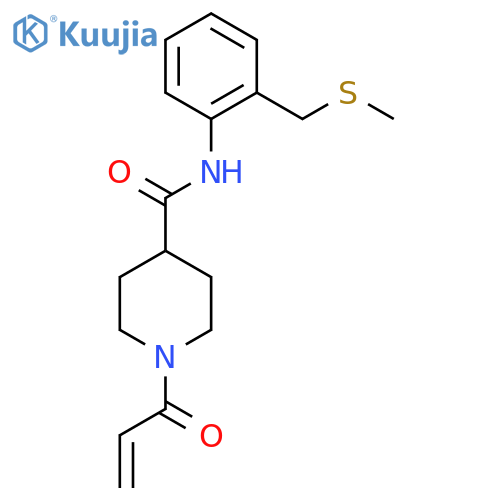 N-[2-(Methylsulfanylmethyl)phenyl]-1-prop-2-enoylpiperidine-4-carboxamide structure