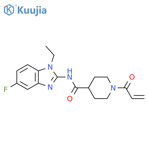 N-(1-Ethyl-5-fluorobenzimidazol-2-yl)-1-prop-2-enoylpiperidine-4-carboxamide structure