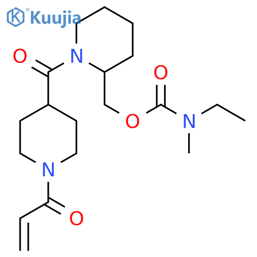 {1-[1-(prop-2-enoyl)piperidine-4-carbonyl]piperidin-2-yl}methyl N-ethyl-N-methylcarbamate structure