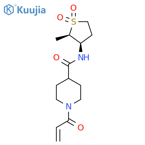 rac-N-[(2R,3R)-2-methyl-1,1-dioxo-1lambda6-thiolan-3-yl]-1-(prop-2-enoyl)piperidine-4-carboxamide structure
