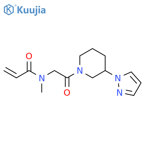 N-methyl-N-{2-oxo-2-3-(1H-pyrazol-1-yl)piperidin-1-ylethyl}prop-2-enamide structure