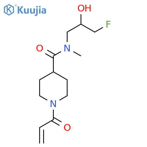 N-(3-fluoro-2-hydroxypropyl)-N-methyl-1-(prop-2-enoyl)piperidine-4-carboxamide structure