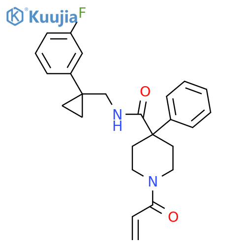 N-[[1-(3-Fluorophenyl)cyclopropyl]methyl]-4-phenyl-1-prop-2-enoylpiperidine-4-carboxamide structure
