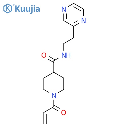 1-Prop-2-enoyl-N-(2-pyrazin-2-ylethyl)piperidine-4-carboxamide structure