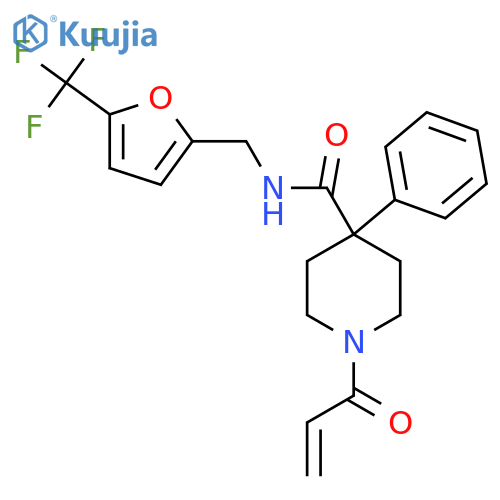 4-Phenyl-1-prop-2-enoyl-N-[[5-(trifluoromethyl)furan-2-yl]methyl]piperidine-4-carboxamide structure