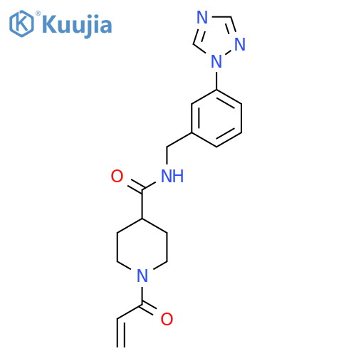 1-Prop-2-enoyl-N-[[3-(1,2,4-triazol-1-yl)phenyl]methyl]piperidine-4-carboxamide structure