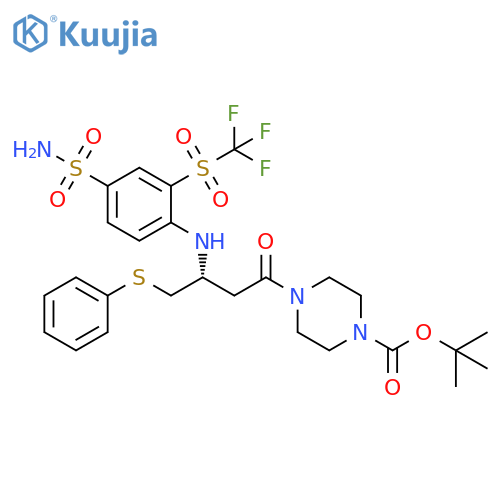 TERT-BUTYL (R)-4-(4-(PHENYLTHIO)-3-((4-SULFAMOYL-2-((TRIFLUOROMETHYL)SULFONYL)PHENYL)AMINO)BUTANOYL)PIPERAZINE-1-CARBOXYLATE structure