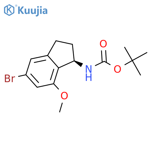 tert-Butyl (R)-(5-bromo-7-methoxy-2,3-dihydro-1H-inden-1-yl)carbamate structure