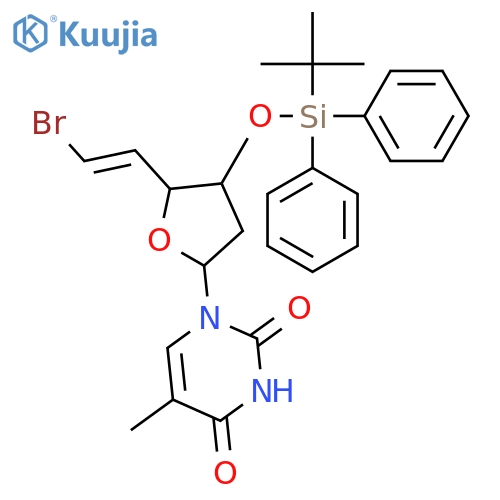 2,4(1H,3H)-Pyrimidinedione, 1-[(2R,4S,5R)-5-[(1E)-2-bromoethenyl]-4-[[(1,1-dimethylethyl)diphenylsilyl]oxy]tetrahydro-2-furanyl]-5-methyl- structure