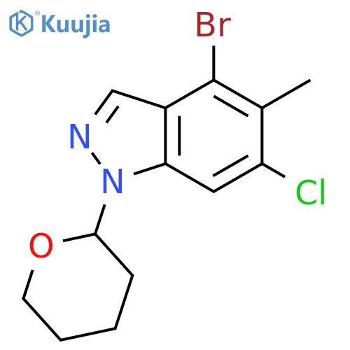 4-bromo-6-chloro-5-methyl-1-tetrahydropyran-2-yl-indazole structure