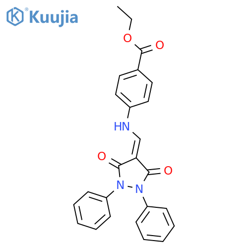Benzoic acid,4-[[(3,5-dioxo-1,2-diphenyl-4-pyrazolidinylidene)methyl]amino]-, ethyl ester structure