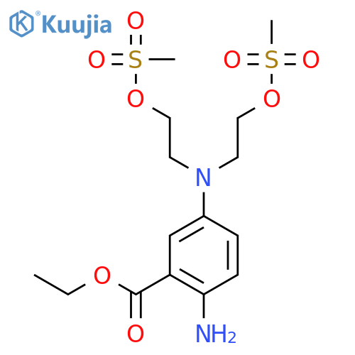 Benzoic acid,2-amino-5-[bis[2-[(methylsulfonyl)oxy]ethyl]amino]-, ethyl ester, hydrochloride(1:1) structure
