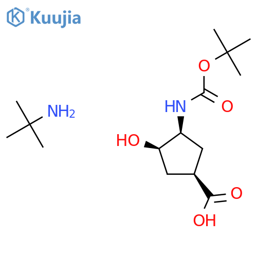 2-Methylpropan-2-amine (1R,3S,4R)-3-((tert-butoxycarbonyl)amino)-4-hydroxycyclopentane-1-carboxylate structure
