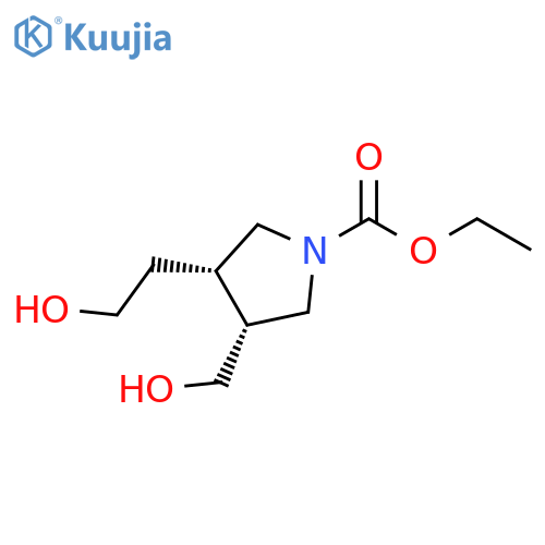ethyl (3S,4R)-3-(2-hydroxyethyl)-4-(hydroxymethyl)pyrrolidine-1-carboxylate structure