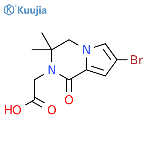 2-{7-bromo-3,3-dimethyl-1-oxo-1H,2H,3H,4H-pyrrolo[1,2-a]pyrazin-2-yl}acetic acid structure