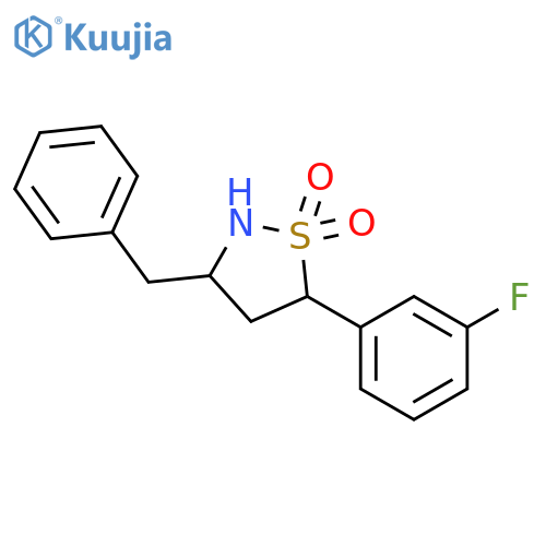 3-benzyl-5-(3-fluorophenyl)-1,2-thiazolidine-1,1-dione structure