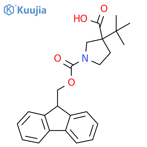 3-Tert-butyl-1-(9H-fluoren-9-ylmethoxycarbonyl)pyrrolidine-3-carboxylic acid structure