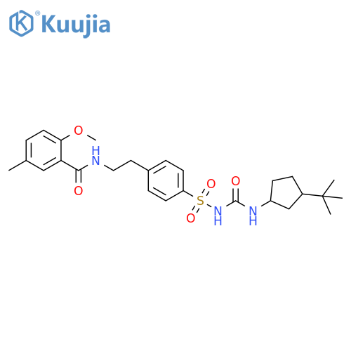 Benzamide,N-[2-[4-[[[[[3-(1,1-dimethylethyl)cyclopentyl]amino]carbonyl]amino]sulfonyl]phenyl]ethyl]-2-methoxy-5-methyl- structure