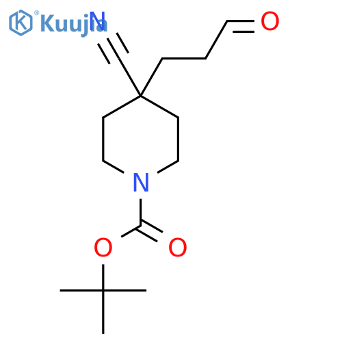 Tert-butyl 4-cyano-4-(3-oxopropyl)piperidine-1-carboxylate structure