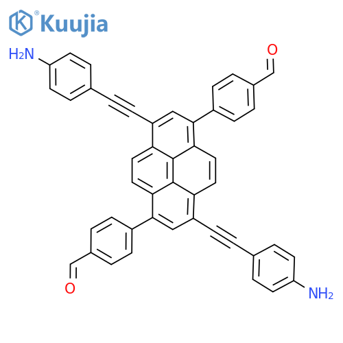 4,4'-(3,8-Bis((4-aminophenyl)ethynyl)pyrene-1,6-diyl)dibenzaldehyde structure