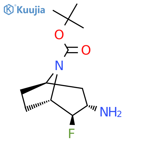 rac-tert-butyl (1R,2S,3R,5S)-3-amino-2-fluoro-8-azabicyclo3.2.1octane-8-carboxylate structure