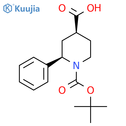 (2R,4S)-1-[(2-Methylpropan-2-yl)oxycarbonyl]-2-phenylpiperidine-4-carboxylic acid structure