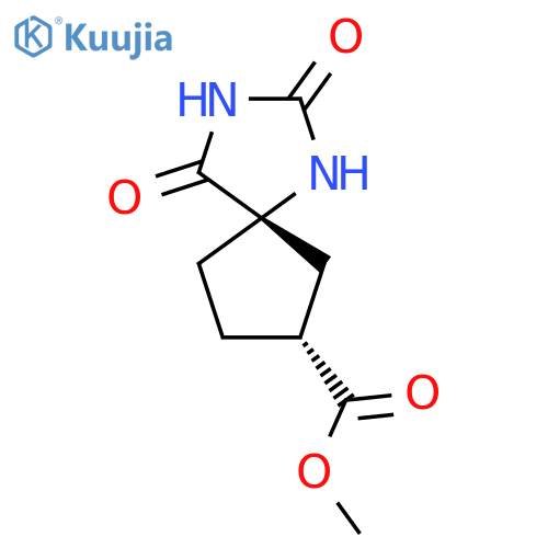 Methyl (5S,8R)-2,4-dioxo-1,3-diazaspiro[4.4]nonane-8-carboxylate structure