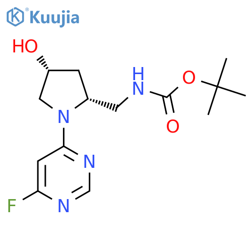 Tert-butyl N-[[(2R,4R)-1-(6-fluoropyrimidin-4-yl)-4-hydroxypyrrolidin-2-yl]methyl]carbamate structure