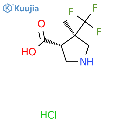 (3R,4R)-4-Methyl-4-(trifluoromethyl)pyrrolidine-3-carboxylic acid;hydrochloride structure