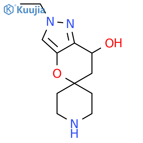 2'-ethyl-6',7'-dihydro-2'H-spiro[piperidine-4,5'-pyrano[3,2-c]pyrazole]-7'-ol structure