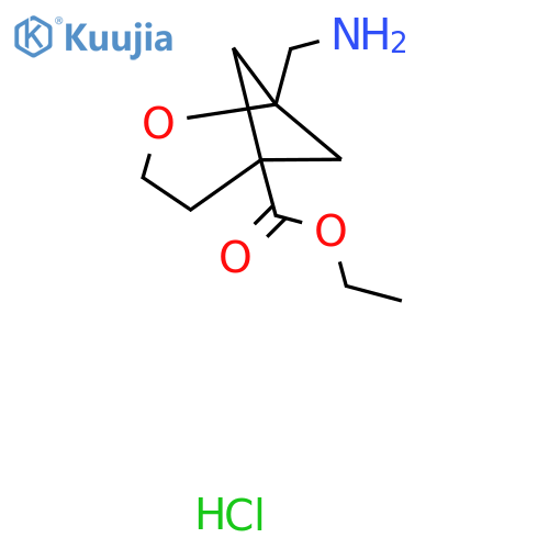 ethyl 1-(aminomethyl)-2-oxabicyclo3.1.1heptane-5-carboxylate hydrochloride structure