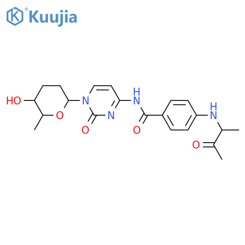 4-Amino-1-(2,3,6-trideoxy-β-D-glucopyranosyl)-2(1H)-pyrimidinone; N4-[4-(1ξ-Methyl-2-oxopropylamino)benzoyl] structure