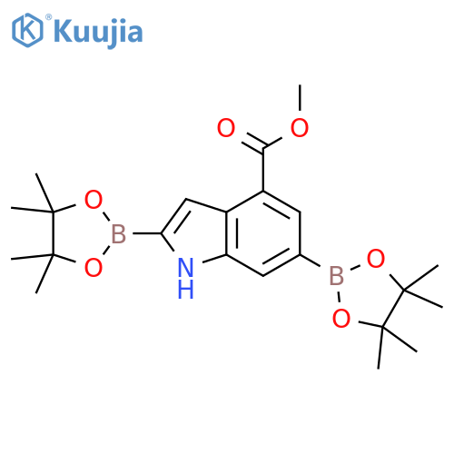 methyl 2,6-bis(tetramethyl-1,3,2-dioxaborolan-2-yl)-1H-indole-4-carboxylate structure