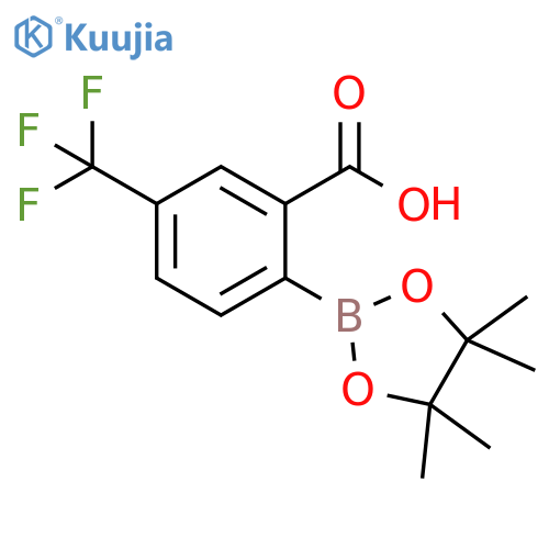 2-(Tetramethyl-1,3,2-dioxaborolan-2-yl)-5-(trifluoromethyl)benzoic acid structure