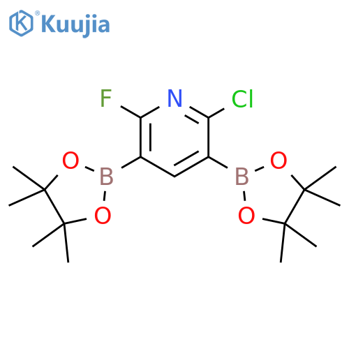 2-Chloro-6-fluoropyridine-3,5-diboronic acid, pinacol ester structure