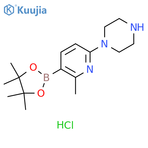 1-[6-Methyl-5-(tetramethyl-1,3,2-dioxaborolan-2-yl)pyridin-2-yl]piperazine hydrochloride structure
