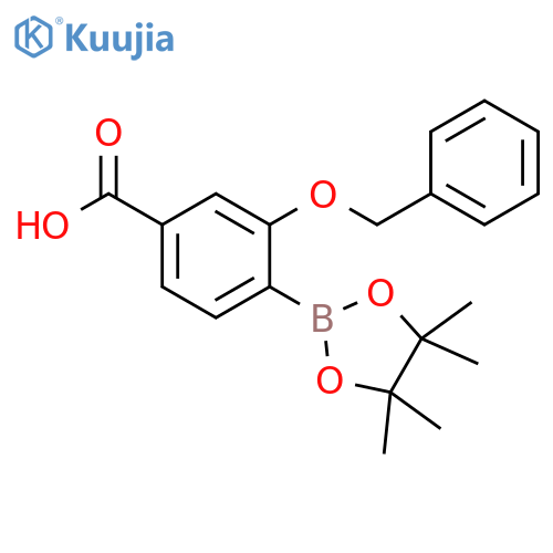 3-(Benzyloxy)-4-(tetramethyl-1,3,2-dioxaborolan-2-yl)benzoic acid structure